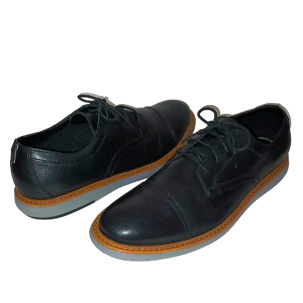 Clarks Draper 12 M Men's Cap-Toe Black Full-Grain Leather Oxford Sneaker Comfort